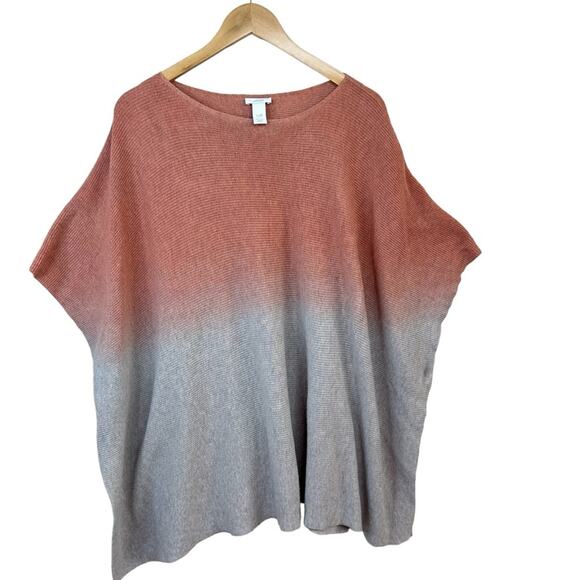 J Jill Pure Jill  Poncho Sweayer Cotton Salmon Gray Ombré OZ Casual Relaxed - Picture 2 of 12